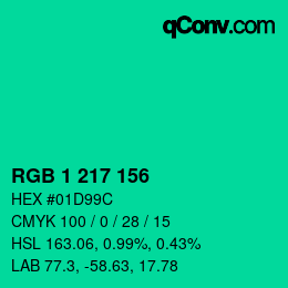 Color code: RGB 1 217 156 | qconv.com