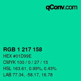 Color code: RGB 1 217 158 | qconv.com