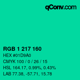 カラーコード: RGB 1 217 160 | qconv.com