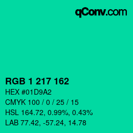 Color code: RGB 1 217 162 | qconv.com