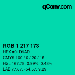 Color code: RGB 1 217 173 | qconv.com