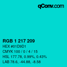Color code: RGB 1 217 209 | qconv.com