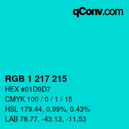Color code: RGB 1 217 215 | qconv.com