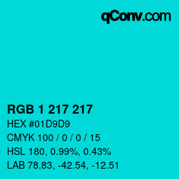Color code: RGB 1 217 217 | qconv.com
