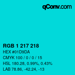 Color code: RGB 1 217 218 | qconv.com