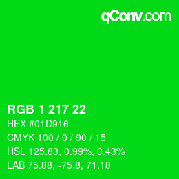 Color code: RGB 1 217 22 | qconv.com