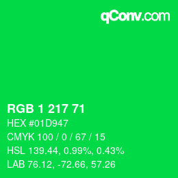 カラーコード: RGB 1 217 71 | qconv.com