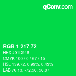 カラーコード: RGB 1 217 72 | qconv.com