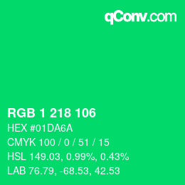 Color code: RGB 1 218 106 | qconv.com