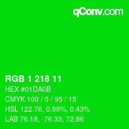 Color code: RGB 1 218 11 | qconv.com