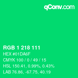 カラーコード: RGB 1 218 111 | qconv.com