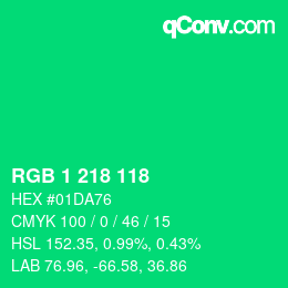 カラーコード: RGB 1 218 118 | qconv.com