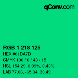 Color code: RGB 1 218 125 | qconv.com