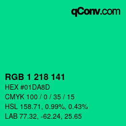 カラーコード: RGB 1 218 141 | qconv.com