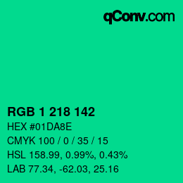 Color code: RGB 1 218 142 | qconv.com