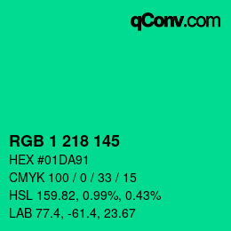 Color code: RGB 1 218 145 | qconv.com