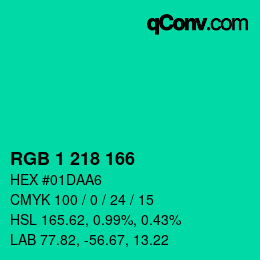 Color code: RGB 1 218 166 | qconv.com