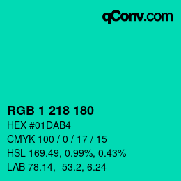 Color code: RGB 1 218 180 | qconv.com