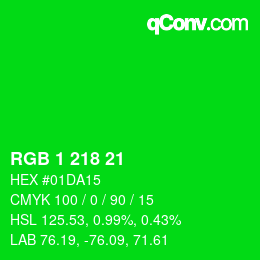 Color code: RGB 1 218 21 | qconv.com