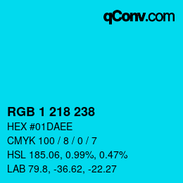 Color code: RGB 1 218 238 | qconv.com