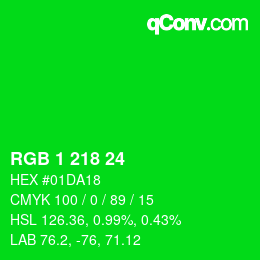 Color code: RGB 1 218 24 | qconv.com