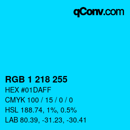 Color code: RGB 1 218 255 | qconv.com