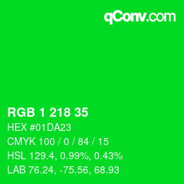 Farbcode: RGB 1 218 35 | qconv.com