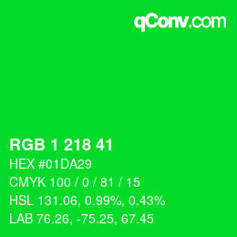 Color code: RGB 1 218 41 | qconv.com