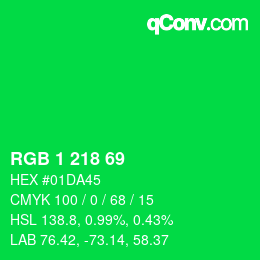 カラーコード: RGB 1 218 69 | qconv.com