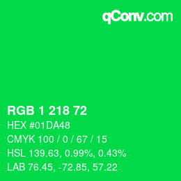 Color code: RGB 1 218 72 | qconv.com