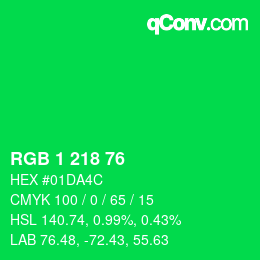 Color code: RGB 1 218 76 | qconv.com
