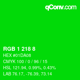 Farbcode: RGB 1 218 8 | qconv.com