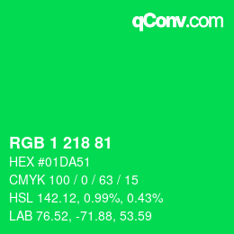 Color code: RGB 1 218 81 | qconv.com