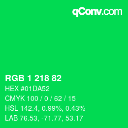 Color code: RGB 1 218 82 | qconv.com