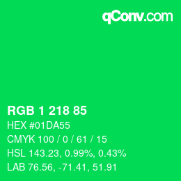 Color code: RGB 1 218 85 | qconv.com