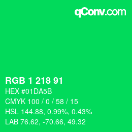 カラーコード: RGB 1 218 91 | qconv.com
