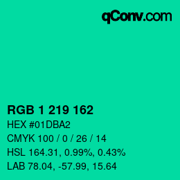 Farbcode: RGB 1 219 162 | qconv.com