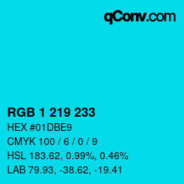 カラーコード: RGB 1 219 233 | qconv.com