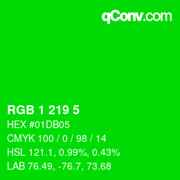 Color code: RGB 1 219 5 | qconv.com