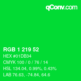 Color code: RGB 1 219 52 | qconv.com