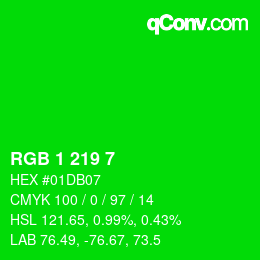Color code: RGB 1 219 7 | qconv.com