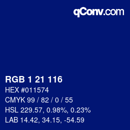 Color code: RGB 1 21 116 | qconv.com