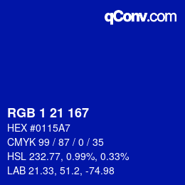 Color code: RGB 1 21 167 | qconv.com