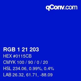 Color code: RGB 1 21 203 | qconv.com