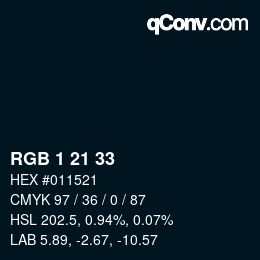 Color code: RGB 1 21 33 | qconv.com