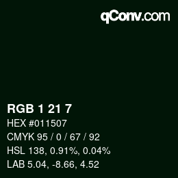 Color code: RGB 1 21 7 | qconv.com