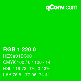 Color code: RGB 1 220 0 | qconv.com