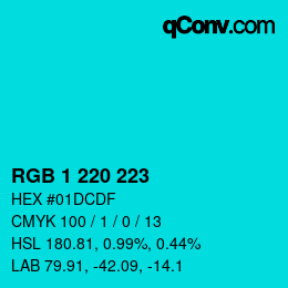 Color code: RGB 1 220 223 | qconv.com