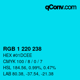 Color code: RGB 1 220 238 | qconv.com