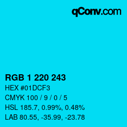 カラーコード: RGB 1 220 243 | qconv.com